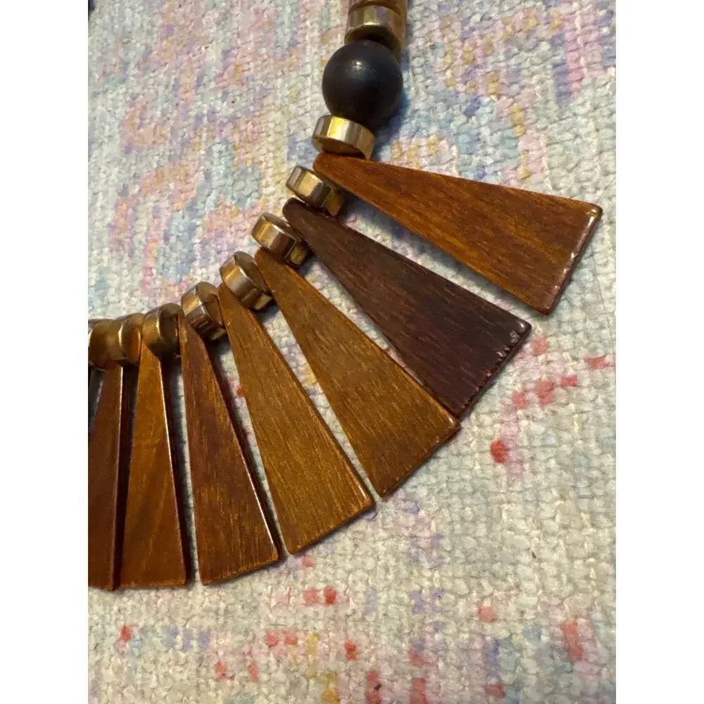 Vintage Tribal Wooden‎ Boho Bib Necklace